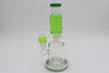 10 Inch Freezable Neck Can Waterpipe - Green bowl pointed left