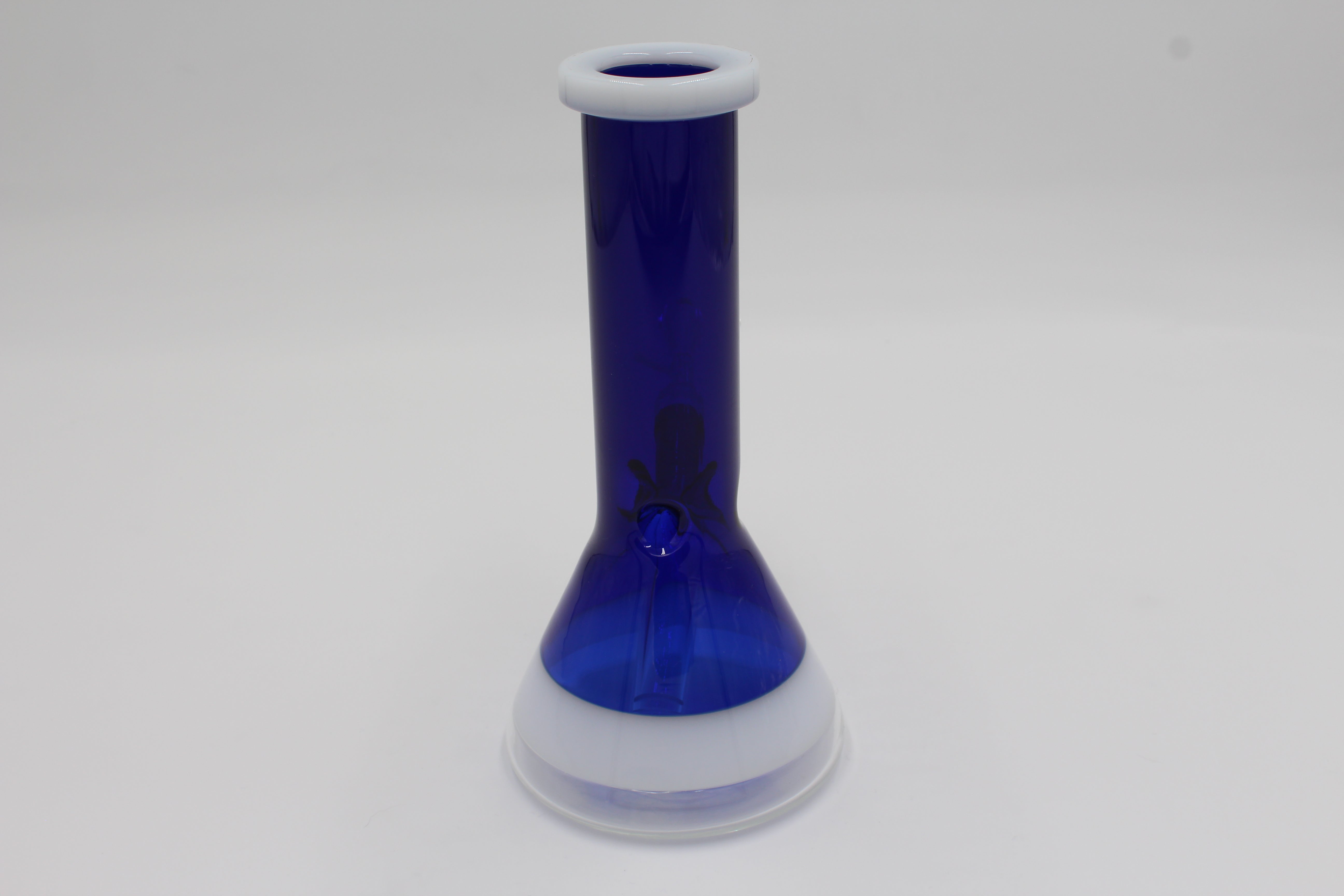 8 Inch Beaker w/ White Stripe - Blue 14mm