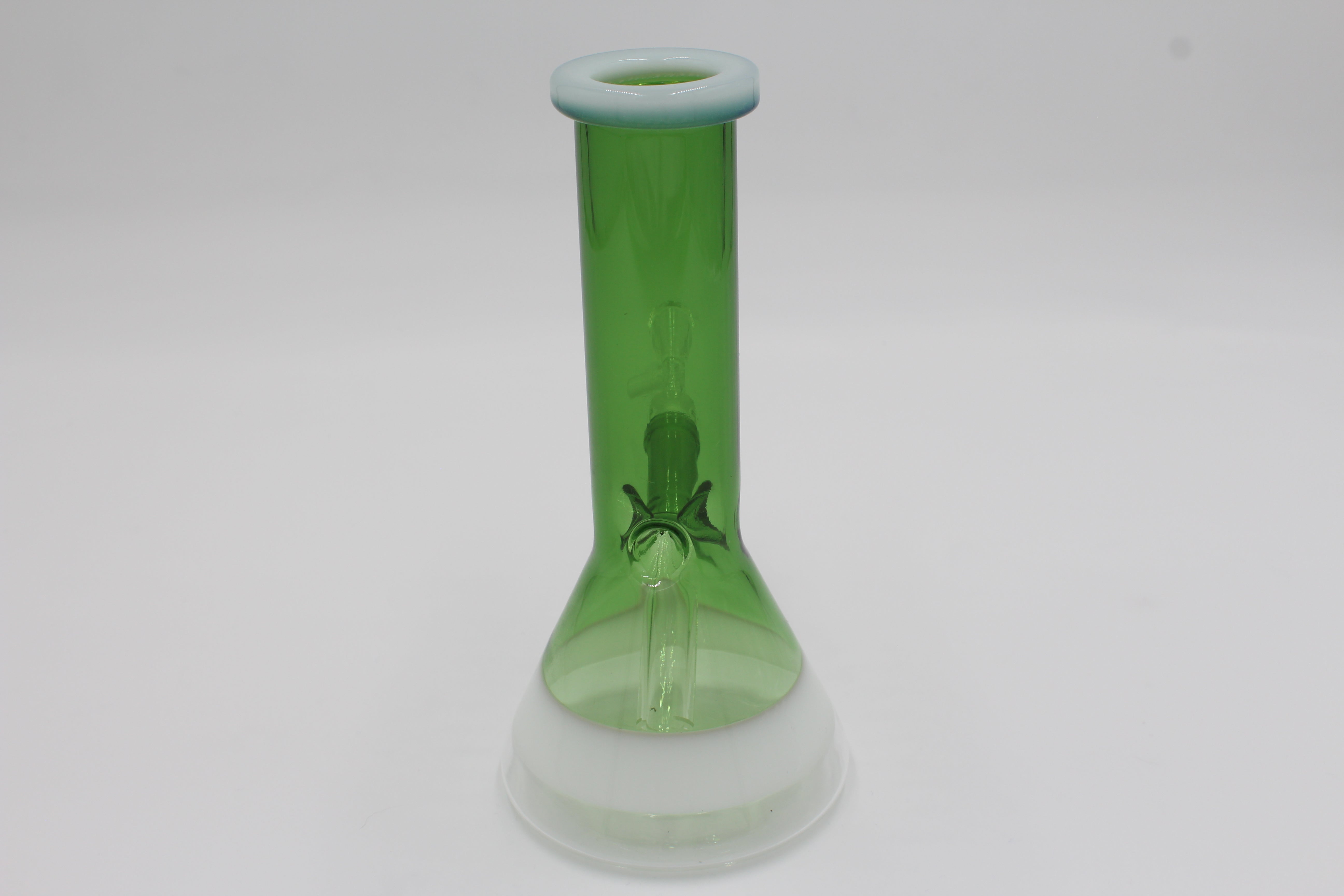 8 Inch Beaker w/ White Stripe - Green 14mm