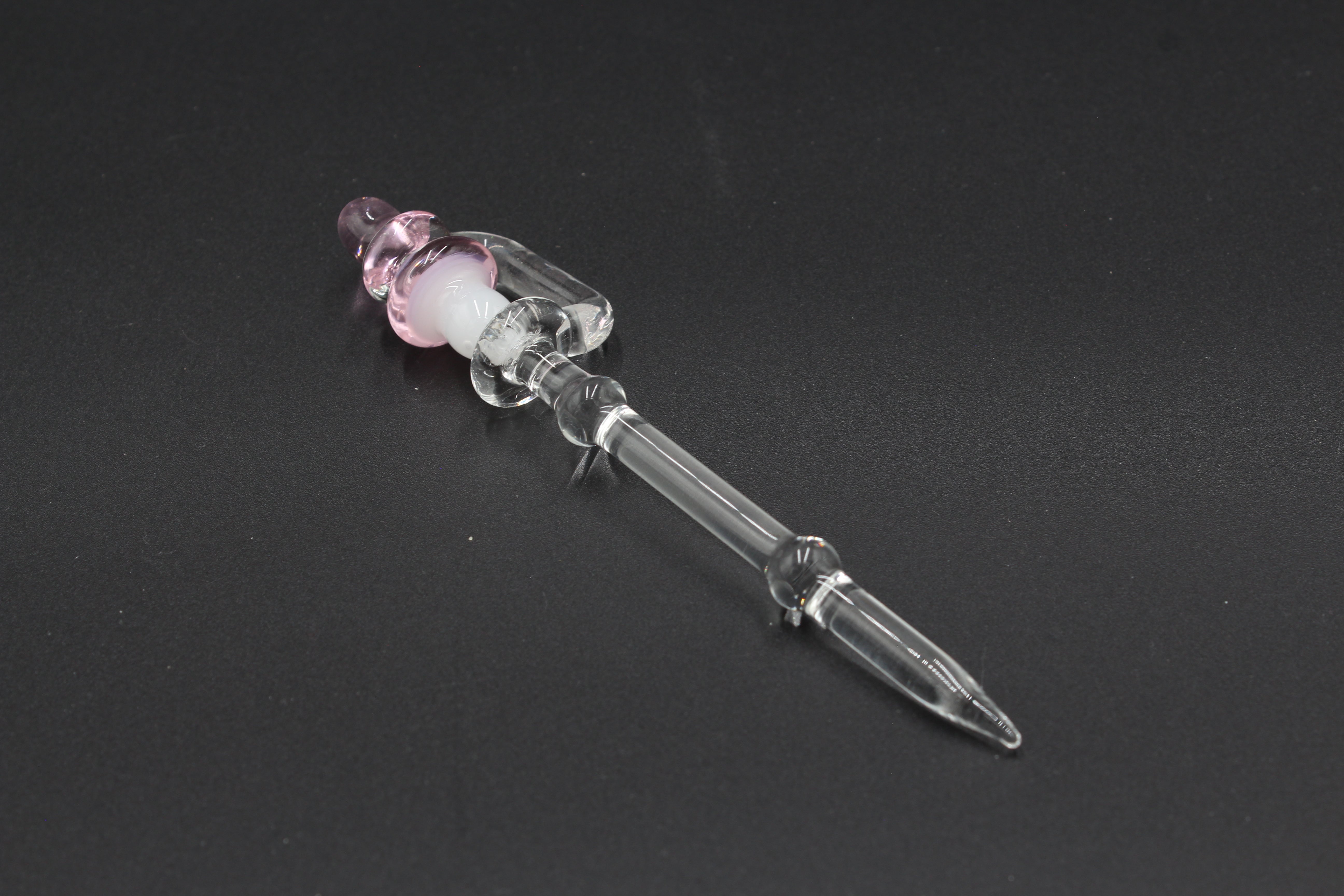 Spinning Mushroom Glass Dab Tool - Pink to the right