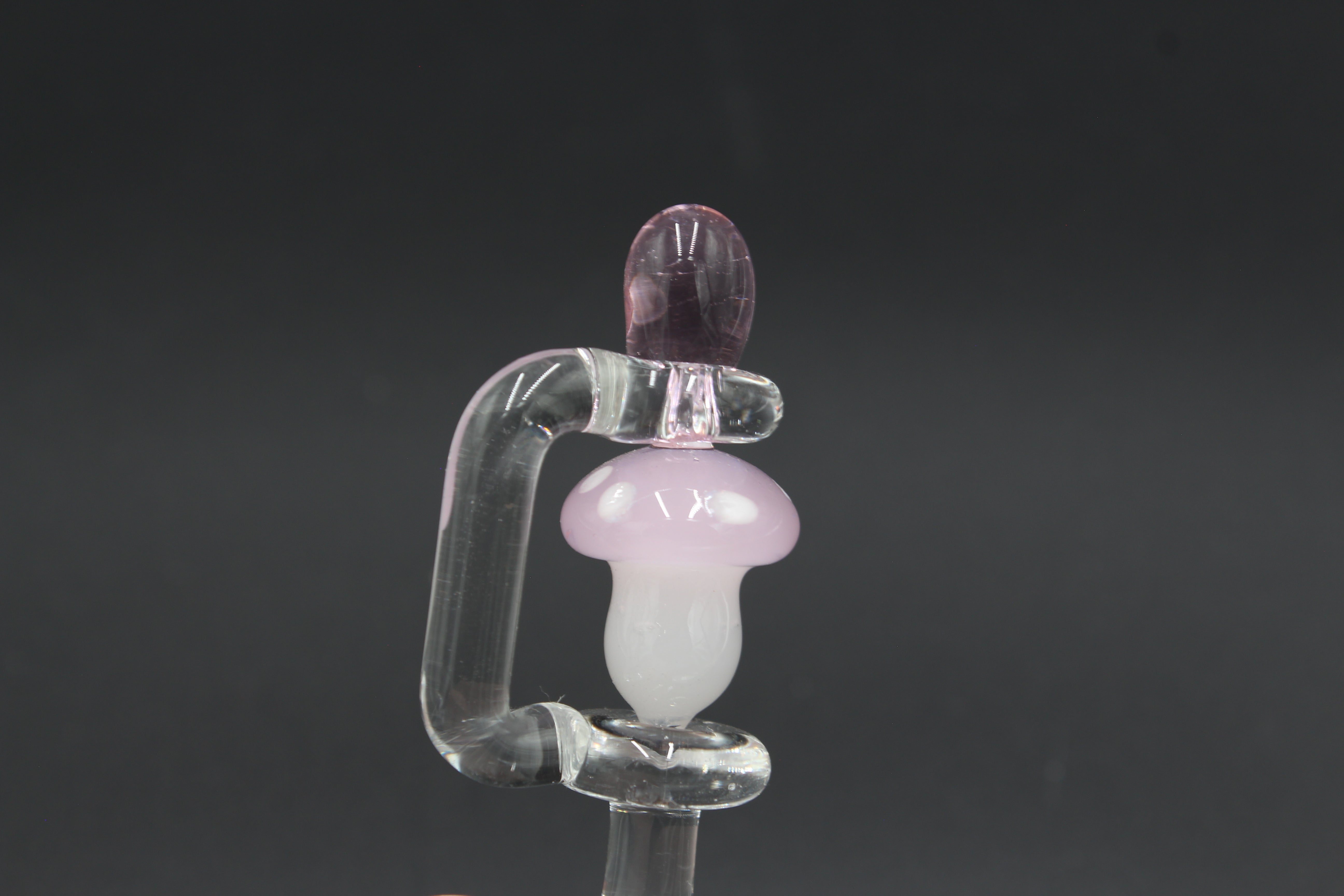 Spinning Mushroom Glass Dab Tool - Pink mushroom