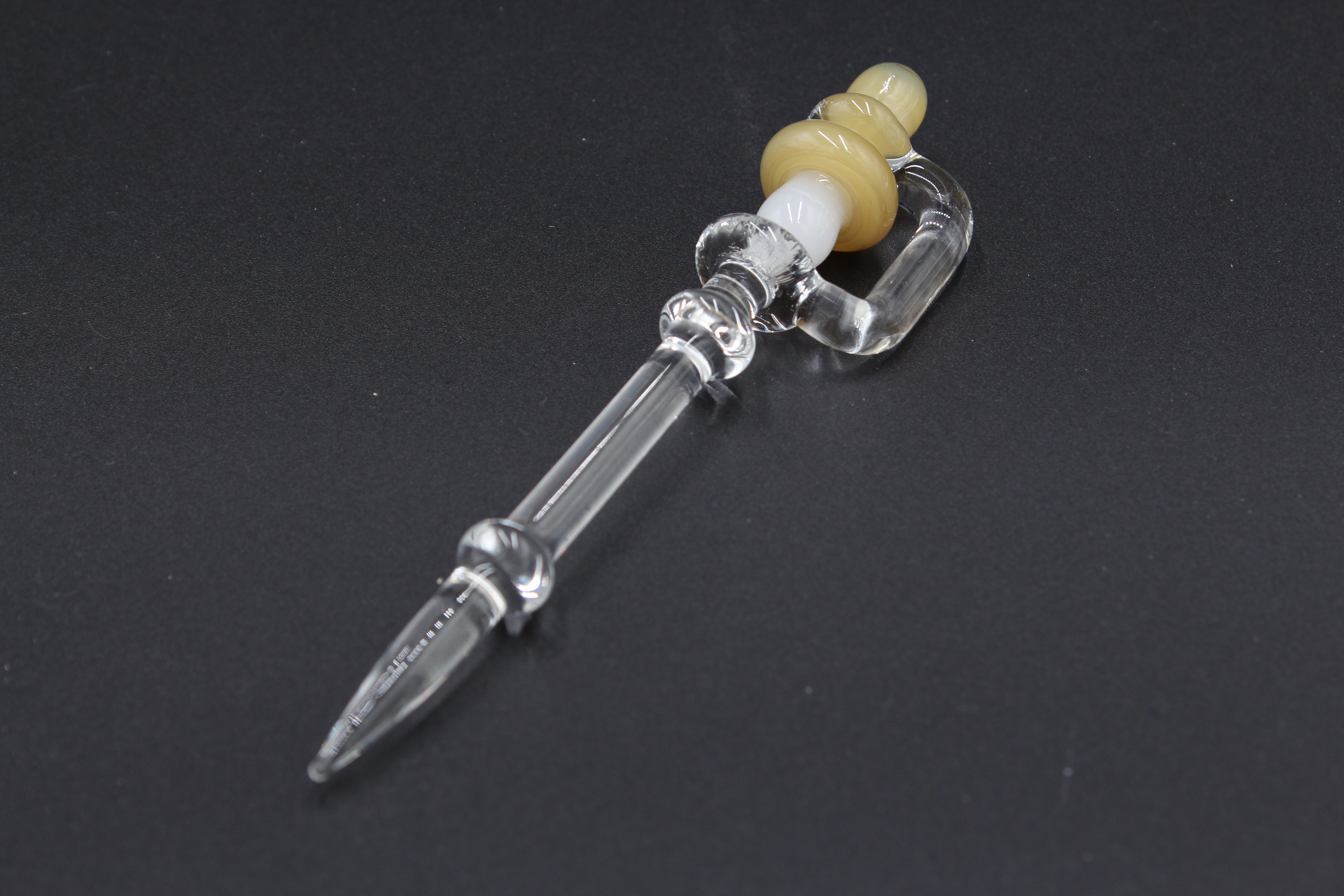 Spinning Mushroom Glass Dab Tool - Yellow to the left