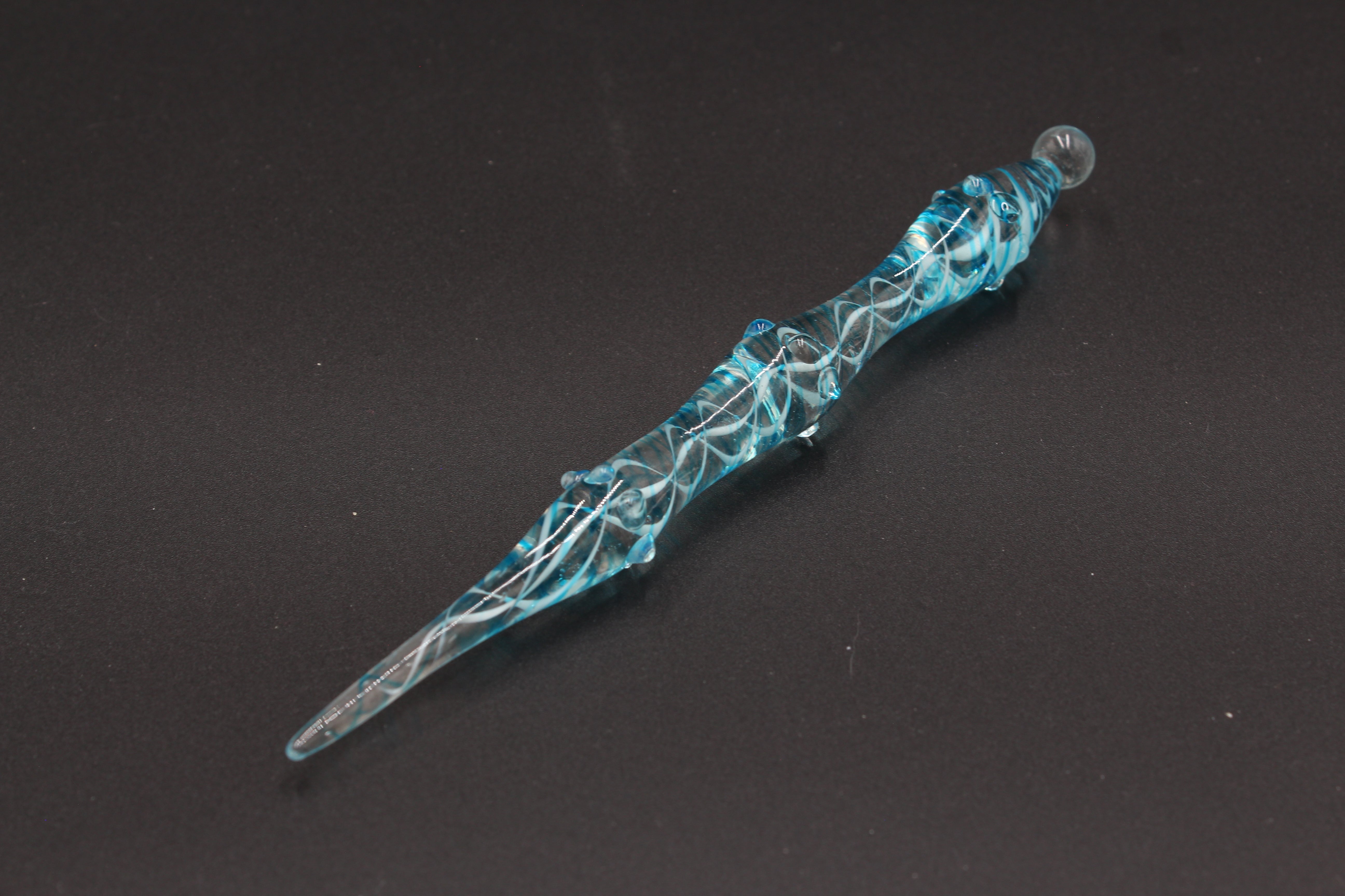 Pencil Style Glass Dab Tool w/ Beads - Blue to the left