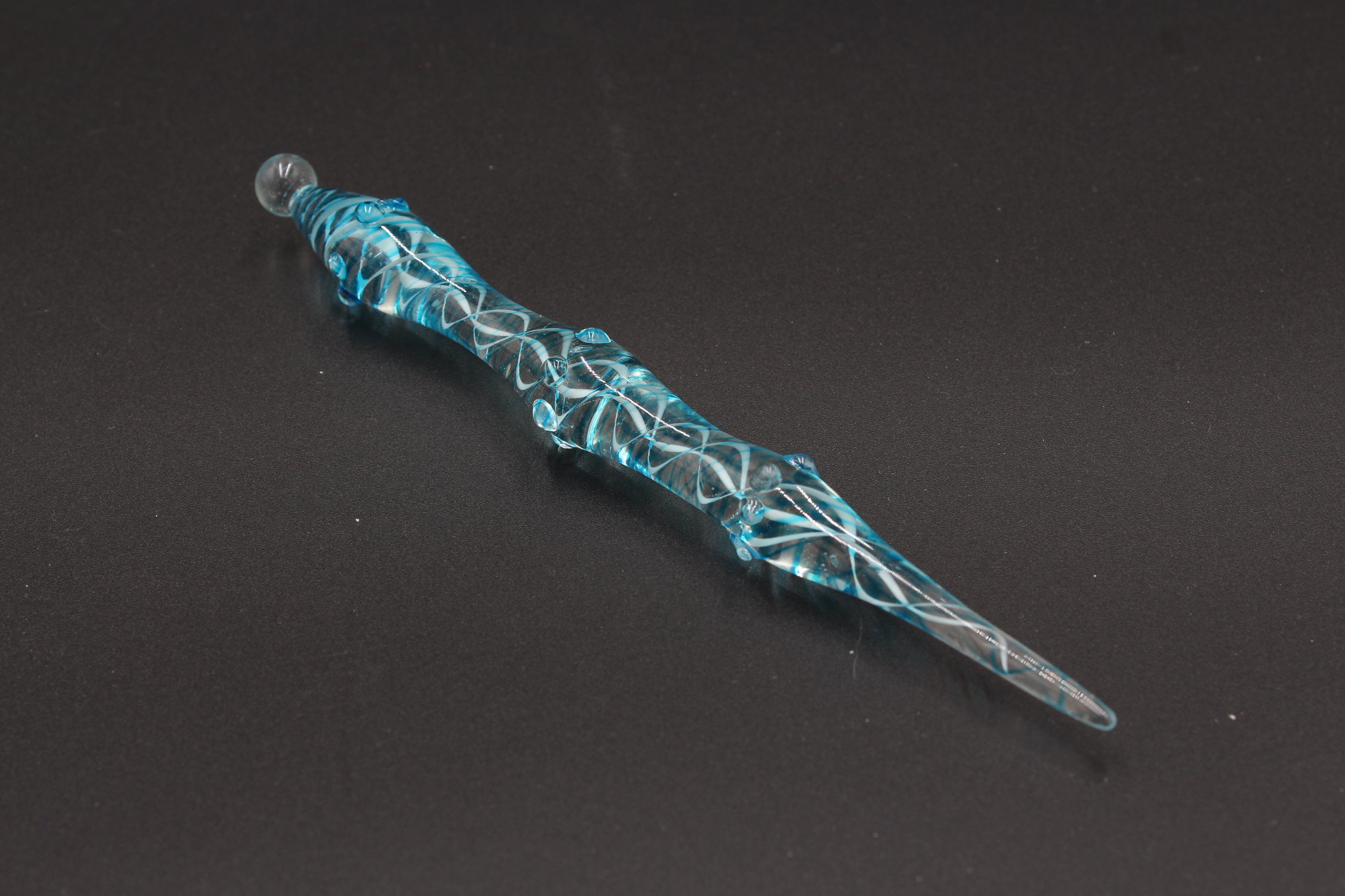 Pencil Style Glass Dab Tool w/ Beads - Blue to the right