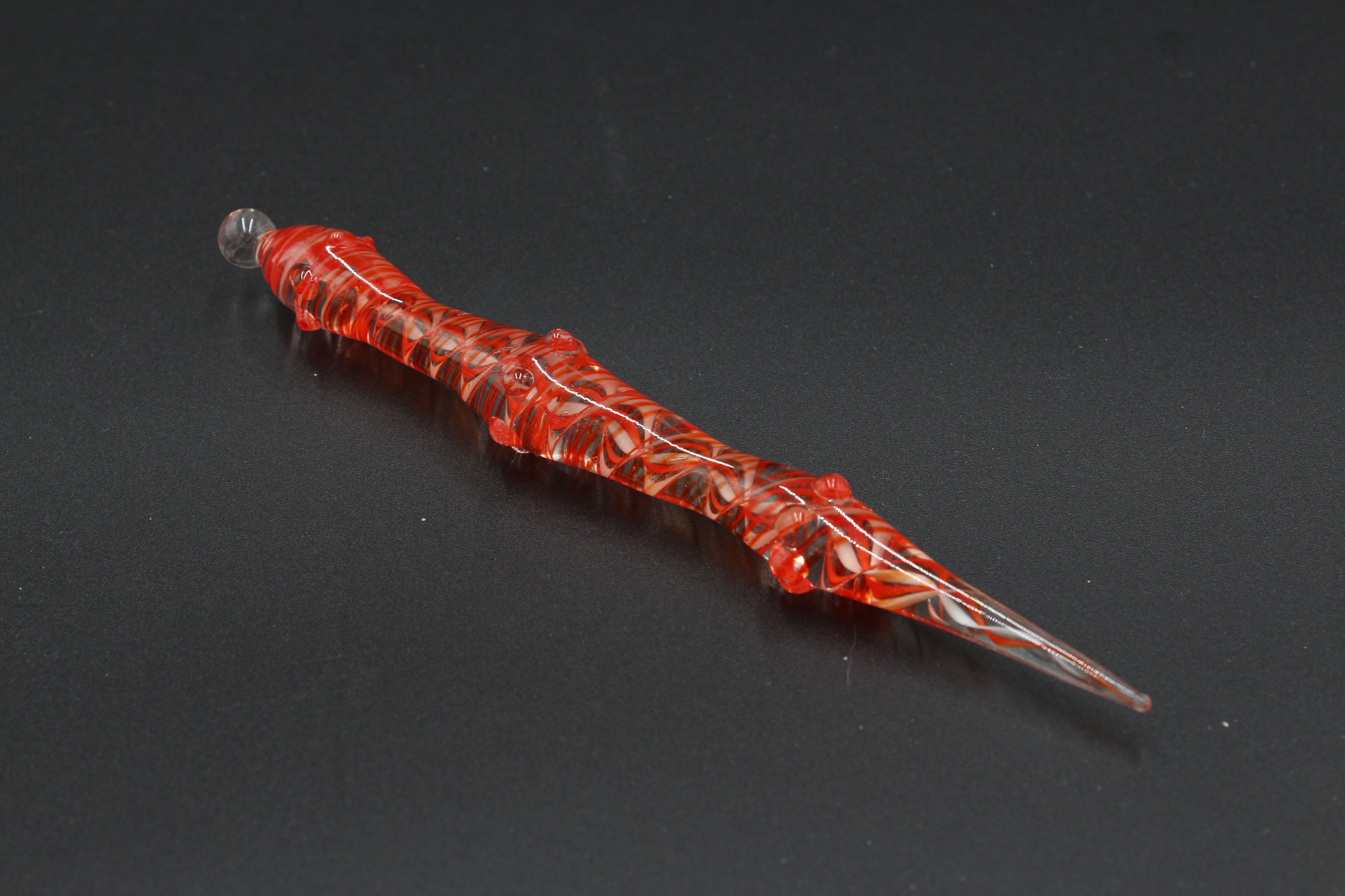 Pencil Style Glass Dab Tool w/ Beads - Orange to the left